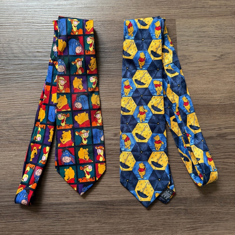 Disney Winnie the Pooh Silk & Polyester Necktie‎ Bundle Set Mens Vintage Ties